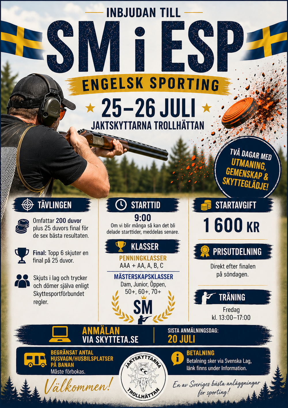 Anmälningsavgift SM ESP 25-26Juli